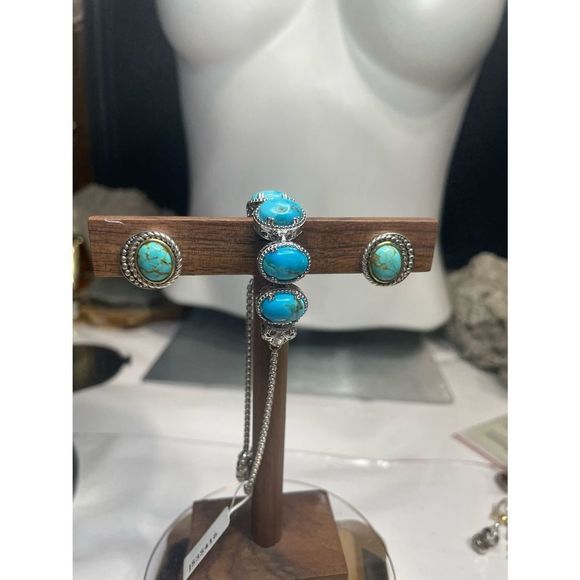 Full set sterling turquoise necklace,earrings...